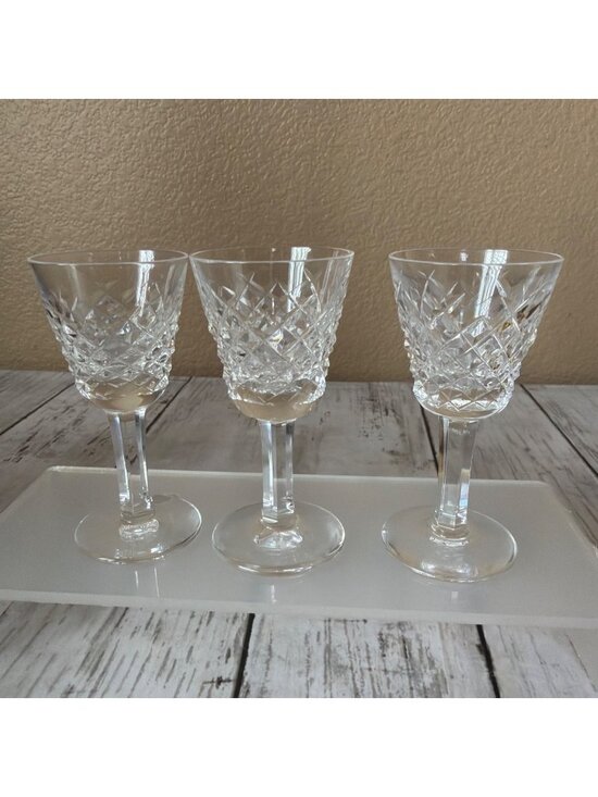 Waterford Other - 3 X Waterford Crystal ALANA 3 3/8" Cordial/Liqueur Glasses Diamond Cut Gothic Ma
